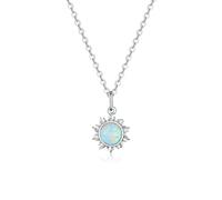 HYJYGX 925 Sterling Silver White Opal Sun Pendant Apollo chaîne S pour Femmes Bijoux d'anniversaire