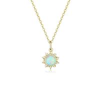 HYJYGX 925 Sterling Silver White Opal Sun Pendant Apollo chaîne S pour Femmes Bijoux d'anniversaire