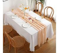 Hykiee Chemin de Table Abricot en Mousseline de Soie, 73*304cm Chemin de Table Decoration Tulle Mariage Champetre Anniversaire Bapteme Fille Communion, Serviette de Table Tenture Mariage Plafond