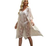 Hykiee Robe de Plage Femme, Sexy et Élégant Dentelle Kimono Paréo Femme Plage, Ete Crochet Cache Maillot de Bain Bikini Tunique Cover Up pour Vacances, Piscine, Bord de Mer et Fête