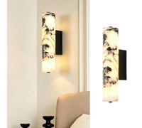 HYKISS Applique Murale Cylindrique Verticale Minimaliste Moderne En Pierre Veinée Translucide Lampe Murale LED Luminaire Mural Linéaire Contemporain Pour Chevet De Chambre Et Couloir(1-light)