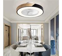 HYKISS Ventilateur De Plafond Moderne avec Lumière,Ventilateur De Plafond en Bois avec LED Et Lampe,électrique Silencieux,Vitesse du Vent Réglable, Salon Chambre d'enfant Eclairage (Color : Noir)