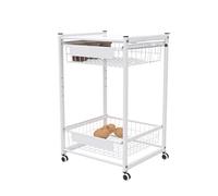 HYKJCSS Chariot de rangement de cuisine en acier au carbone Chariot de rangement mobile à roulettes pour fruits et légumes (2 niveaux)