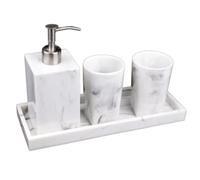 HYKJCSS Distributeur Savon Set Ensemble D'accessoires De Salle Bain en Résine, Distributeur Savon, Porte-Brosse À Dents, pour Mariage, 4 Pièces Bain