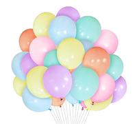 HYKJNBW Ballons Pastel 12 Pouces 50pcs Arc-en-ciel Multicolores en Latex de Couleurs Assorties pour Enfants Filles Femmes Fête d'Anniversaire