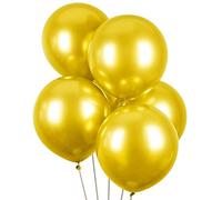 HYKJNBW Lot de 50 ballons en latex pour fête d'enfant, anniversaire, mariage, fête prénatale - 30,5 cm - doré brillant