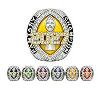HYKJSHED 2027 Fantasy Football Ring Championnat Ring Vitrine Fête des Pères Objets de Collection(Yellow,8)