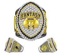 HYKJSHED Bague de Football américain Fantasy 2026, Bague de Championnat, trophée de Championnat, Coffret Cadeau, présentoir à Bague(White,8)