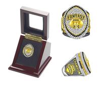 HYKJSHED Bague de Football américain Fantasy 2026, Bague de Championnat, trophée de Championnat, Coffret Cadeau, présentoir à Bague(Black,12)