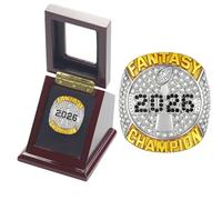 HYKJSHED Bague de Football Fantastique 2026, Objets de Collection for la fête des pères, bagues de Championnat(Black,8)