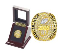 HYKJSHED Bagues de Football américain Fantasy 2026 - Objets de Collection for la fête des pères - Bagues de Championnat - Cadeau for Les Fans(Black,14)