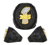HYKJSHED Fantasy Football Ring 2025, Bague de championnat noir bleu rouge, Trophée de championnat FFL, Coffret cadeau, Boîte d’affichage de bague(Black,10)