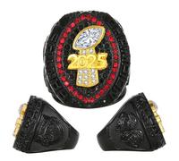 HYKJSHED Fantasy Football Ring 2025, Bague de championnat noir bleu rouge, Trophée de championnat FFL, Coffret cadeau, Boîte d’affichage de bague(Red,11)