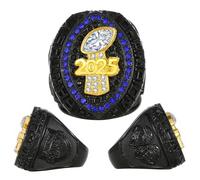 HYKJSHED Fantasy Football Ring 2025, Bague de championnat noir bleu rouge, Trophée de championnat FFL, Coffret cadeau, Boîte d’affichage de bague(Blue,8)