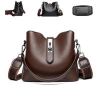 HYKJSHED Sac seau à trois sangles for femme, élégant sac à bandoulière et à bandoulière avec bandoulière large et réglable, 2025(Brown)