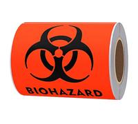 Hylabelest Étiquettes d'avertissement de risques biologiques 10,2 x 10,2 cm Rouge fluo Orange Autocollants dangereux pour danger biologique