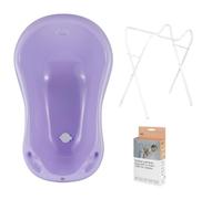 Hylat Baby Baignoire bébé avec support et vidange - Certificat TÜV Rheinland - ergonomique et confortable pour les nouveau-nés et les bébés - Collection Lite - Couleur : Violet, Motif : Yeti