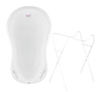 Hylat Baby Baignoire Bebe sur Pied et Bonde - Hug Me Blanc - Certifié TÜV Rhénanie - Ergonomique et confortable pour nouveau-nés et bébés jusqu'à 12 mois - Collection Lite - Benoire pour Bébé Enfants