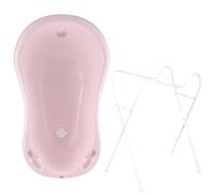 Hylat Baby Baignoire Bebe sur Pied et Bonde - Hug Me Rose - Certifié TÜV Rhénanie - Ergonomique et confortable pour nouveau-nés et bébés jusqu'à 12 mois - Collection Lite - Benoire pour Bébé Enfants