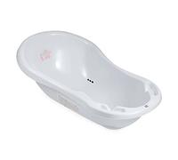 Hylat Baby Friends Gris Baignoire Bébé avec Bouchon de Vidange et Thermomètre Vaignoire Antidérapante pour nouveau-nés et bébés jusqu'à 12 mois, en plastique sans BPA, Baignoire pour Enfants