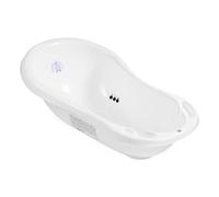 Hylat Baby Yeti Blanc Baignoire Bébé avec Bouchon de Vidange et Thermomètre Vaignoire Antidérapante pour nouveau-nés et bébés jusqu'à 12 mois, en plastique sans BPA, Baignoire pour Enfants