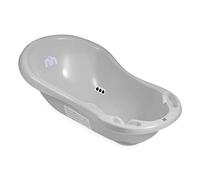 Hylat Baby Yeti Gris Baignoire Bébé avec Bouchon de Vidange et Thermomètre Vaignoire Antidérapante pour nouveau-nés et bébés jusqu'à 12 mois, en plastique sans BPA, Baignoire pour Enfants