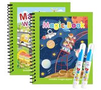 Hyleara Lot de 2 livres de coloriage à l'eau avec 2 stylos à eau pour enfants, réutilisables, carnet de coloriage aquatique, livre de coloriage aquatique à partir de 2 ans, Magic Water Book pour