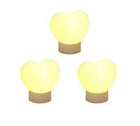 HYLOOD Lot de 3 veilleuses LED en forme de cœur pour enfants, veilleuse en silicone doux pour les yeux, veilleuse avec batterie pour chambre à coucher, chevet, salon, salle à manger, décoration de