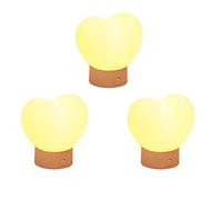 HYLOOD Lot de 3 veilleuses LED en forme de cœur pour enfants, veilleuse en silicone doux pour les yeux, veilleuse avec batterie pour chambre à coucher, chevet, salon, salle à manger, décoration de