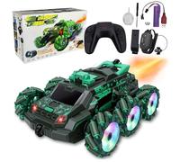 Hylukon Voiture de cascade RC avec caméra, véhicule télécommandé 2,4 GHz avec détection de gestes manuels, lumières LED, spray de musique pour utilisation tout-terrain