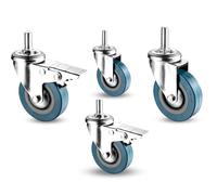 HYLYGFH Lot de 4 roulettes pour Meubles 65 mm 75 mm, pivotantes et silencieuses avec Freins, à Filetage renforcé, capacité de Charge de 80 kg, M10 M12, roulettes industrielles