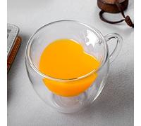 HYLYING Lot de 2 tasses à café en verre à double paroi en forme de cœur, tasse à double couche avec poignée pour café, cappuccino, latte, lait
