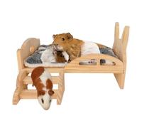 HYLYUN Lit en bois pour cochon d'Inde avec escalier et tapis - Plateforme amovible pour cochon d'Inde - Coussin pour lapins nains, chinchillas, hamsters, furets