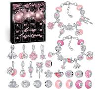 Hymarvo Calendrier de l'Avent Bijoux 2025 Femme Fille, 24 Surprises Calendrier de lavent Enfant Ado Kinder Charms Bracelet Kit Fabrication Bijoux Enfant Fille Cadeaux de Noël