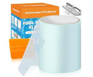 Hymarvo Kit Reparation Piscine, 10x150cm Rustine Piscine sous l'eau, PVC Réparation Liner Piscine Imperméable, Patch Piscine Ruban Adhésif Tubulaire pour Piscine, Spa Gonflable, Matelas Gonflable