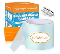 Hymarvo Kit Reparation Piscine, 10x500cm Rustine Piscine Sous l'eau, PVC Réparation Liner Piscine Imperméable, Patch Piscine Ruban Adhésif Tubulaire Pour Piscine, Spa Gonflable, Matelas Gonflable