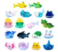 HYMBCFW Mini Figurines d'animaux Animal Marin 18 PCS Miniatures Statues en Résine Jouets d'océan pour DIY Aquarium
