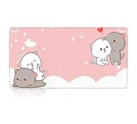 HYMBCFW Tapis de Souris Rose Mignon, Grand Sous-Main de Bureau Kawaii Chat pour Clavier, Gaming et Travail - 80 * 30cm