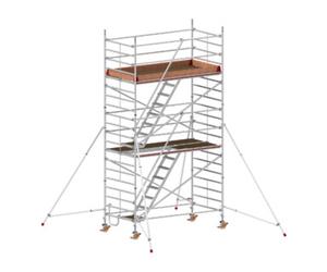 HYMER Échafaudage roulant avec escaliers intérieurs et stabilisateurs, hauteur de portée 6,40 m Hymer Quantité:1