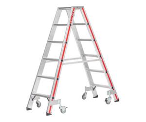 HYMER Escabeau double à marches avec roulettes, 2x6 marches Hymer Quantité:1