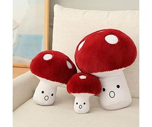 Hynbasea Coussin décoratif 3D en peluche en forme d’adorable champignon à l’air surpris - Petit format (18 cm)
