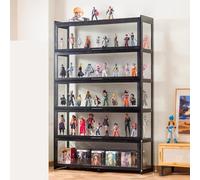Hynbdes Acrylic Display Cabinet, Living Room Display Cabinet, Display Cabinet, Tough Texture, Sealed and Dustproof, Suitable for Various Scenarios (5 Tiers Black 110-34-172 Transparent on All Sides)