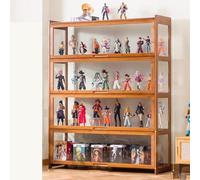 Hynbdes Acrylic Display Cabinet, Living Room Display Cabinet, Tough Texture, Sealed and Dustproof, Suitable for Various Scenarios (Four Triple Brown110-34-140Transparent on All Sides)