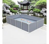 Hynbdes Bassin pour Aquarium, Réservoir d'eau Intérieur/extérieur avec Cadre Et Vanne De Vidange, Bassin Hors Sol en Toile PVC pour Carpes Rouges