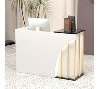 Hynbdes Comptoir de Réception,Comptoir d'accueil, avec Lumières LED et Tiroir Verrouillable, pour l’Accueil de Bureau. l’Attention. la Boutique. Le Commerce