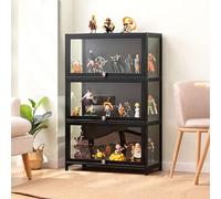 Hynbdes Glass Showcase, Living Room Showcase, Display Cabinet, Strong, Sealed and Dust-Proof Structure, Suitable for Various scenarios (3 Triple Black 70 * 33 * 106 Transparent on Three Sides)