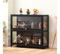 Hynbdes Vitrine en Verre de, vitrine de Salon, Structure Solide, étanche et Anti-poussière, Convenant à Divers scénarios (Deux étagères Noires 80 * 33 * 73 Transparentes sur Trois côtés)