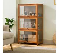 Hynbdes vitrine en Verre, vitrine de Salon, vitrine d'exposition, Structure Solide, étanche et Anti-poussière, Convient à Divers scénarios (Triple Marron 60 * 33 * 106 Transparent sur Trois côtés)