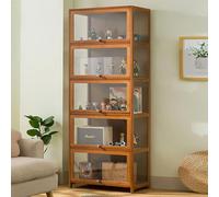 Hynbdes Vitrine en Verre, vitrine d'exposition, Structure Durable, scellée et étanche à la poussière, Convient à Divers scénarios (5 Niveaux Marron 70 * 33 * 172 Transparent sur 3 côtés)