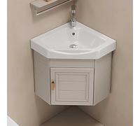Hyndes Lave-Mains avec Meuble Angle pour Salle de Bain, Armoire WC Suspendu et Lavabo Moderne à Monter au Mur, Kaki
